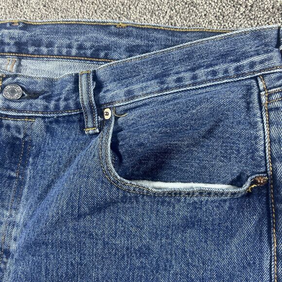 Levis 501 Jeans 38x34 Medium Wash Straight Leg Button Fly Cotton - Picture 3 of 16